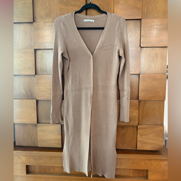 Abercrombie & Fitch Sweaters - Abercrombie & Fitch Ribbed Button-Front Long Sleeve Dress in Brown
